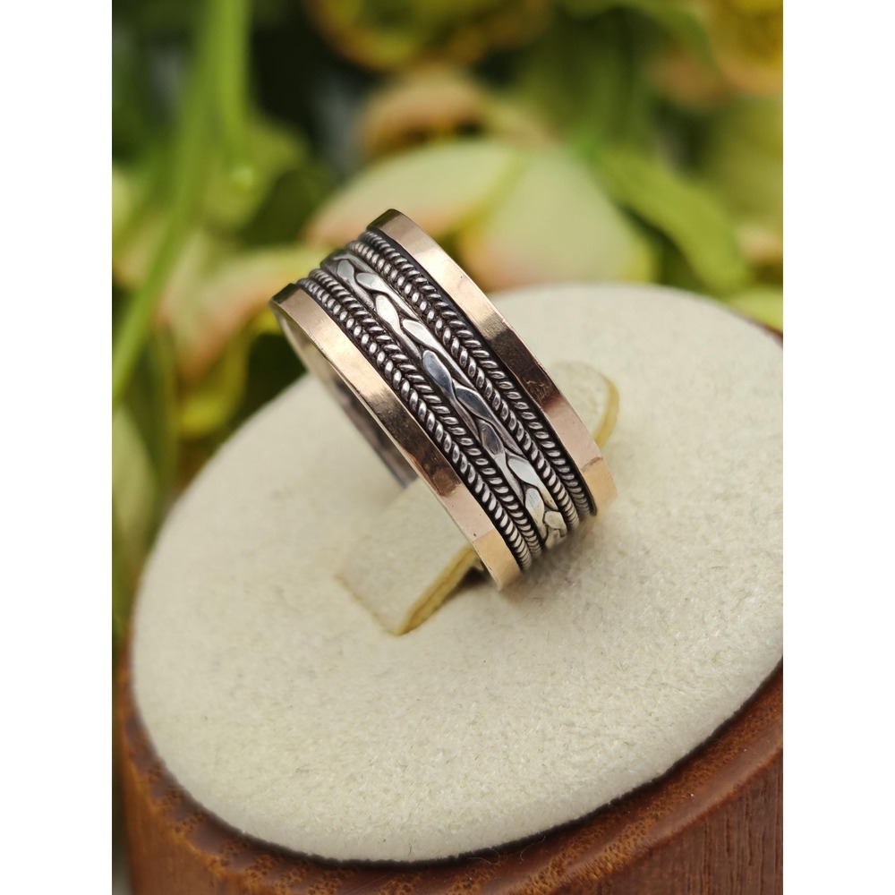 Artisan Handmade Sterling Silver 18K Gold Ring Unisex Size 6 Silver Gold Celtic